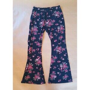 Charlotte Russe Flared Floral Print Stretchy Leggings Women's XL Dark Romance